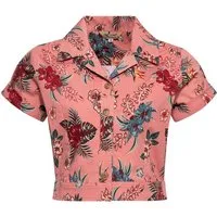 QueenKerosin Kurzarmbluse Hibiscus mit tropischem Allover-Print