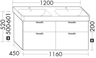 Burgbad WT-Unterschrank Sys30 PG2 Echo 520x1160x450 Veloursgrau Softmatt, WYKD116F6444 WYKD116F6444