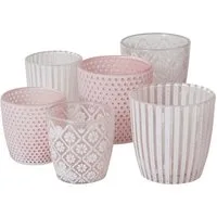BOLTZE GRUPPE GmbH Windlicht Boltze Patty Rosa-Weiß 2er-Set 7 cm + 9 cm hoch 1011517