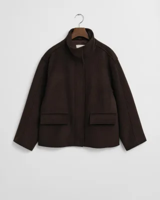 GANT - Kurze Reißverschlussjacke aus Wolle deep brown - Gr. - M