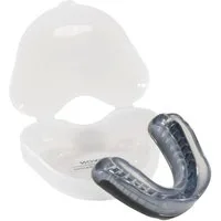 KWON Zahnschutz 2 Schichten Profi Performance mit Box Sport Mundschutz Vollkontakt (Für die obere Zahnreihe, Stück mit Dose), Zweifarbig schwarz/silber, Belüftungsschlitz, Senior und Junior