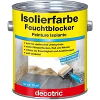 decotric® Isoliergrundierung Isolierfarbe Feuchtblocker Schutz vor Feuchtigkeit zementhaltig, 2l, Weiß deckend