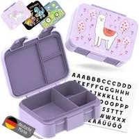 BEARFOOT Lunchbox Brotdose mit Fächern, leicht & auslaufsicher - Lama lila, PP, ABS, Silikon, Kindergarten und Schule - Mädchen und Jungen, Vesperbox, Snackbox
