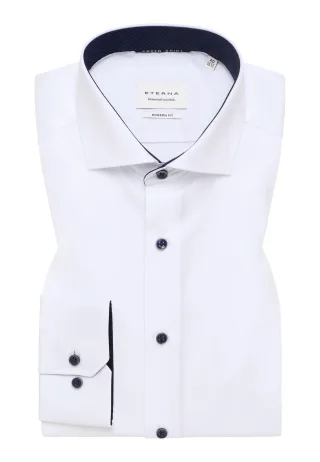 ETERNA - Cover Shirt Twill Langarm weiß - Gr. - 43/Langarm - 65cm