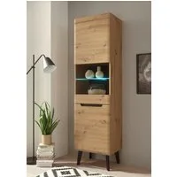 Home affaire Vitrine Torge, Hochschrank, Glasvitrine, Standvitrine, Vitrinenschrank (1-St) in drei verschiedenen Farben verfügbar, Glastür & -boden, 53 cm breit