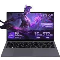 LONGEVINCE 17,3-Zoll-Laptop mit Full-HD-IPS-Display, Intel Celeron N150 Notebook (43,9 cm/17.3 Zoll, Intel Celeron N150, 16 GB, 512 GB SSD, 180° aufklappbares Scharnier, Beleuchtete Tastatur mit Nummernblock)