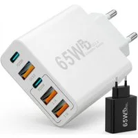 GreenHec 65w USB C Ladegerät iPhone Samsung Netzteil Charger Mehrfach Schnelllade-Gerät (50 mA, Spar-Set, 65w Penta Charger, Schnellladegerät multi Netzstecker 17 16 15 14 13 12 11 Pro Max Air)