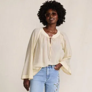 Langarm-Bluse aus Voile für Damen, Damen, size: regular, Weiß, Baumwoll-Mischung/Viskose-Mischung, by Lands' End