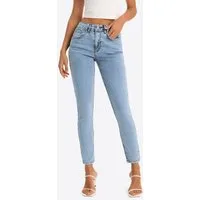 Imily Bela 7/8-Jeans Damen High-Waist Ankle-Jeans Slim Fit Denim (Packung, 1-tlg., 1per-Pack) in Unifarbe