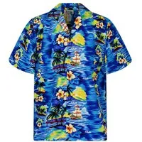 KY's Hawaiihemd "Aloha" Herren Kurzarm Baumwolle Kokosknöpfe Original Hawaii