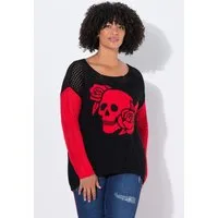 Angel of Style Fleecepullover Pullover Relaxed Fit Lochstrick Totenkopf