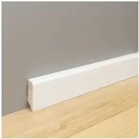 Trevendo Sockelleiste 24 m Sockelleiste massiv gefast weiß lackiert 16 x 40 x 2400 mm, L: 24 cm