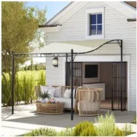 Outsunny Pavillon wasserabweisend, freistehend, mit 0 Seitenteilen, (Pergola mit Dach, Anbaupavillon), Sonnenschutz für Terrasse Garten ca. 3x2,5x2,5 m Cremeweiß
