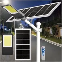 Rhein Beleuchtung LED Solarleuchte 3000W Solarlampen für Außen mit Bewegungsmelder & Fernbedienung, Solarlampen für außen, wetterfest, LED fest integriert, Kaltweiß, 6500K kaltweiß, IP67 – solar Strahler außen mit 1796 LEDs