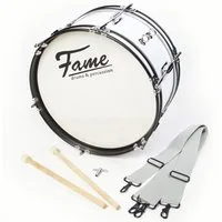 FAME Bass Drum,Junior Marching Bass Drum 16"x7" Weiß Leichte Kinder Trommel Inklusive Gurt Schlägel Stimmschlüssel Ideal für Karnevalszüge Musikvereine Schulen Ab 5 Jahren, Marching, Bass Drums, Junior Marching Bass Drum, Kinder Trommel, Karnevalszüg