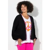 Angel of Style Strickjacke Strickjacke Straight Fit Zierkanten Ballonärmel