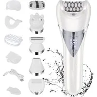 Tekoo Körperrasierer Epilierer Damen 6in1 Set inkl. Gesichtsbürste, Massage & Rasierer, Set, 6-tlg., 150 Min. Laufzeit, Gesichtsbürste, IPX6 Wasserdicht