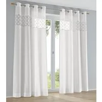 Kutti Vorhang Jessy weiß (1 St), Ösen, halbtransparent, Ausbrenner, moderne Gardine, silberne Ösen