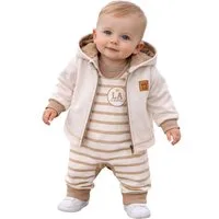 La Bortini Erstausstattungspaket Baby Anzug Jacke Langarmshirt Strampler Set für Neugeborene neutral (3-teilig, Anzug für Jungen und Mädchen) unisex, 56 62 68 74 80