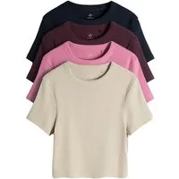 The Set T-Shirt 4er-Pack The Set Gerippte, enge Cropped-T-Shirts (4-tlg)