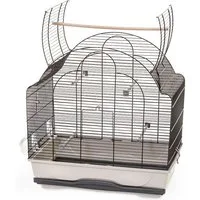 Ollesch Vogelkäfig Vogelkäfig Wellensittich Kanarien mit Freisitz Sand/Schwarz 65 cm