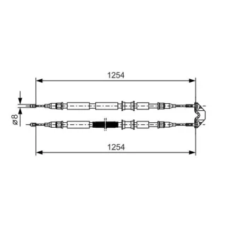 Bosch Handbremsseil mitte L?nge 1.254 mm Opel Astra G
