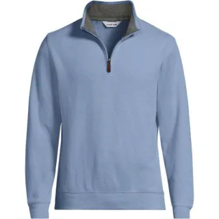 Reißverschluss-Pullover aus Bedford-Ripp, Herren,  Blau, Baumwolle, by Lands' End