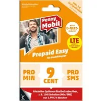 Penny Mobil Prepaid Easy Simkarte mit 5€ Startguthaben Prepaidkarte, (EU-Roaming inkl. Schweiz)
