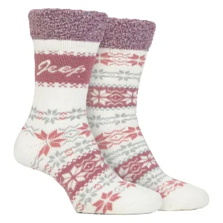 2 Paar Damen Thermo-Muster-Fair-Isle Socken Warme Wintersocken