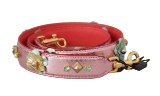 Dolce & Gabbana Eleganter Metallischer Rosa Leder Schulterriemen für Damen