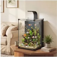 PawHut Aquarium 36L Fischtank mit LED-Beleuchtung Filtersystem Pumpe Zirkulation, für Fische & Pflanzen 30 x 30 x 45,5 cm Schwarz