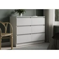 Home Collective Kommode mit 6 Schubladen 95, 120, 140, 160 cm breit Holz Schrank (Highboard Anrichte Schlafzimmer Wohnzimmer Flur Büro Organizer), Kommode 95 cm breit Kommode Sideboard, Weiß