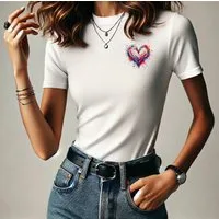 RMK Print-Shirt T-Shirt Damen Kurzarm Love Liebe Herz Heart Rundhals aus 100% Baumwolle