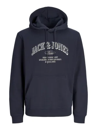 JACK&JONES - JJEDENVER LOGO SWEAT HOOD SN Navy Blazer - Gr. - L