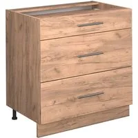 Vicco Unterschrank Fame-Line, Goldkraft Eiche/Goldkraft Eiche, 80 cm mit 3 Schubladen,... (1-St)