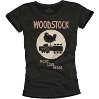 MAKAYA Print-Shirt Damen Woodstock Musik Top Hippie Motiv Rock Band 60er 70er Jahre