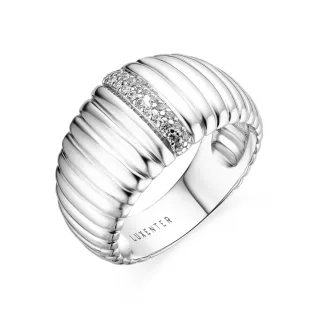 Luxenter Ring aus 925er Sterlingsilber und glänzendem Zirkonia mit Rhodiumbeschichtung – Dorane