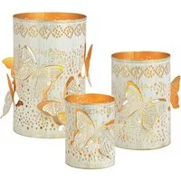 Spetebo Windlicht Metall 3D Windlicht Schmetterling - 3er Set (3er Set)
