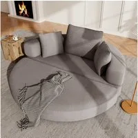 Merax Schlafsofa mit Schlaffunktion, Multifunktionales Sofa mit Hocker, Boneless Couch, Klappsofabett für Wohn/Arbeits/Schlafzimmer 1 Teile, 2-in-1 Sofa-Bett mit Cordstoffbezug inkl. 3 Kissen, 173x176cm