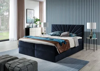 Boxspringbett Schlafzimmerbett CARERRA 180x200cm Dunkelblau