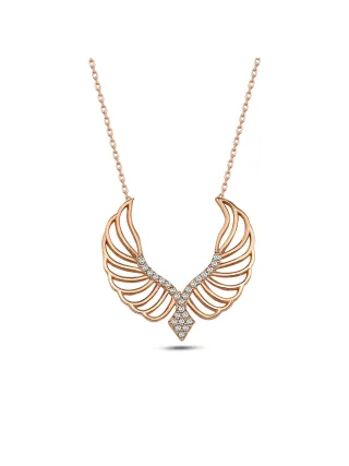 Dkeniz Anhänger mit Kette 925/- Sterling Silber rosévergoldet Modern Design Silberkette