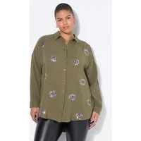 Studio Untold Hemdbluse Bluse oversized Musselin Augen-Stickerei