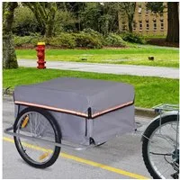 HOMCOM Fahrradlastenanhänger Transportanhänger Fahrrad, Grau 140 x 88 x 60 cm