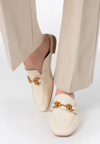 Wittchen Damen-Lederslipper mit offener Ferse, Beige, Naturleder