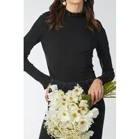 RICHROYAL Langarmshirt 2409 O Slub F LS mit Rüschenkante an Ausschnitt und Ärmelsaum