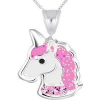 schmuck23 Kette und Anhänger Set Anhänger mit Kette Einhorn 925 Silber Kinder Mädchen Pferd (Halskette mit Anhänger), Silberanhänger Kettenanhänger Kinderschmuck Halskette