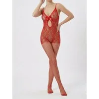 Elegant Love Bodystocking-Ouvert Netz-Bodystrumpf mit offenem Schritt – figurbetontes Dessous Damen Catsuit aus Mesh – stilvolle Reizwäsche, Größen S–XL