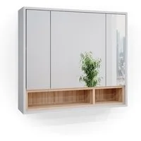 Vicco Badezimmerspiegelschrank Beatrice, Weiß/Sonoma, 80 x 72 cm (1-St)
