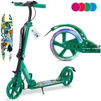 Arebos Tretroller LED-Reifen, faltbar, höhenverstellbar, inkl.Klinge l& Bremsen 100 kg, LED-Reifen: Leuchten während der Fahrt, für mehr Sichtbarkeit und Spaß