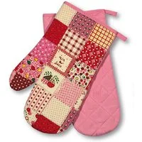 Delindo Lifestyle Topfhandschuhe und Topflappen, Ofenhandschuhe, Baumwoll-Mix, (2-tlg), Hitzebeständig bis 250 °C für maximal 15 Sekunden